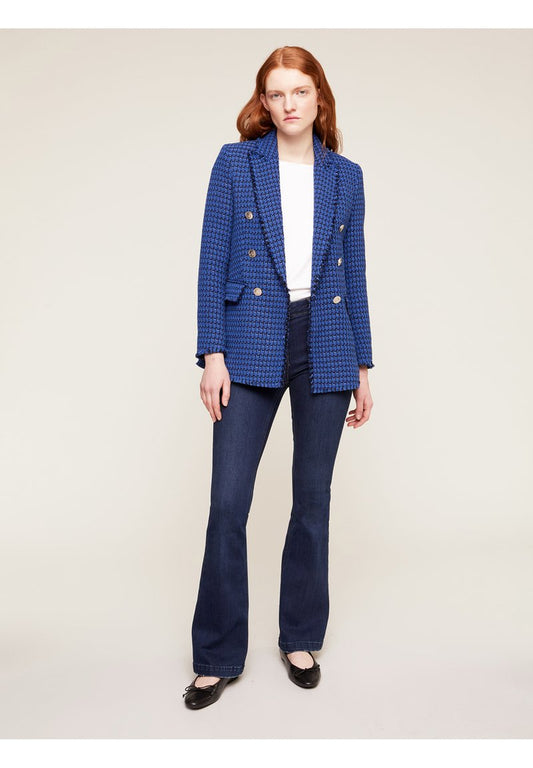 LARGE DOUBLE BOUTONNAGE EN TWEED - Kurzmantel - Bluette