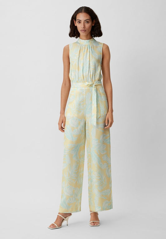 Comma MIT ALLOVER-PRINT - Jumpsuit - Helles Zitrone