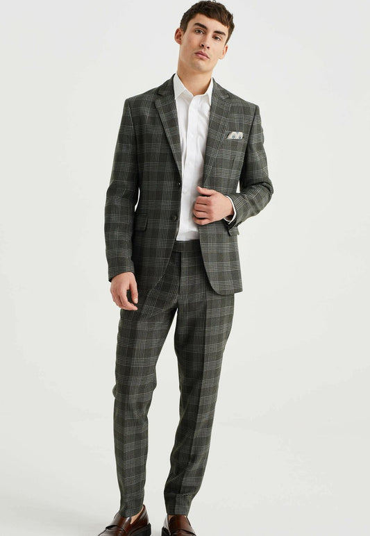 WE FASHION SLIM FIT MET DESSIN - Anzughose - Green