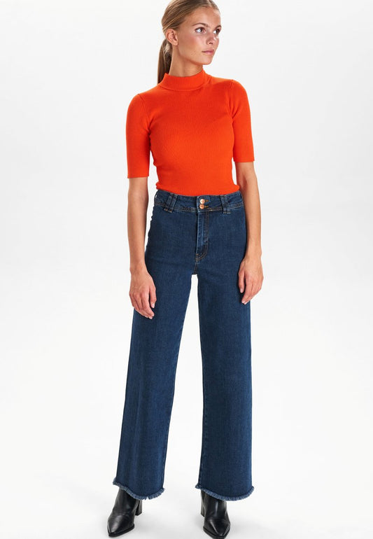 NUNATASJA - Flared Jeans - Dark Blue Denim