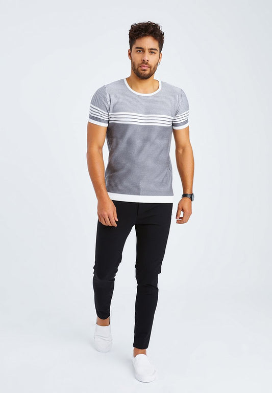 T-Shirt Print - Ecru-dunkelgrau