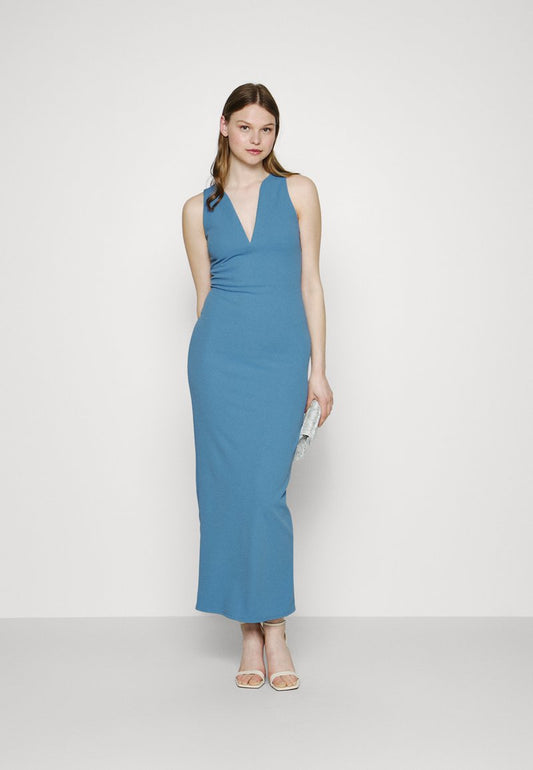 Wal G BETTY V NECK MIDI - Etuikleid - Dusty Blue