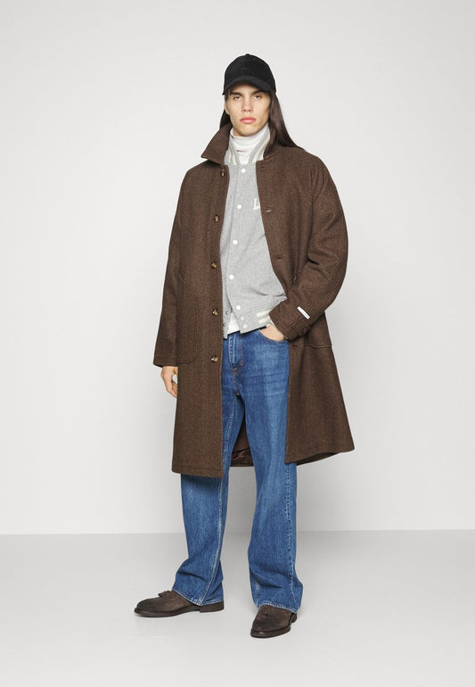 Les Deux MICHAEL HERRINGBONE COAT - Klassischer Mantel - Coffee Brown/walnut