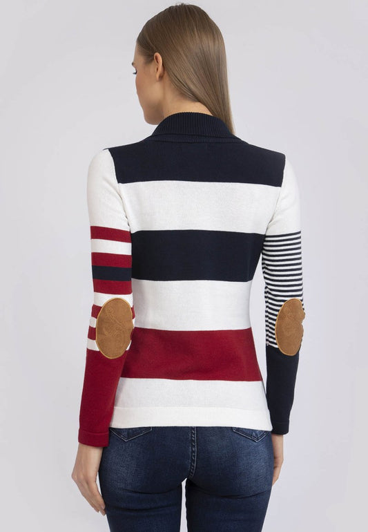 Strickpullover - White-navy-red