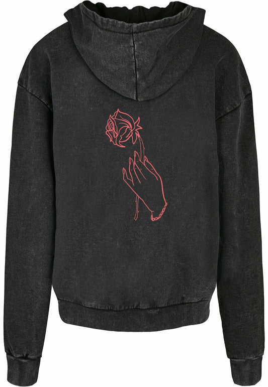 Mister Tee MÄNNER ONLY LOVE FRONT ACID WASHED - Kapuzenpullover - Black