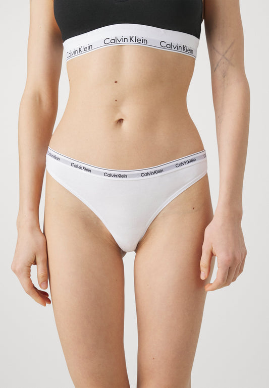 CALVIN KLEIN UNDERWEAR THONG LOGO ICON 3 PACK - Thong - Schwarz/grau