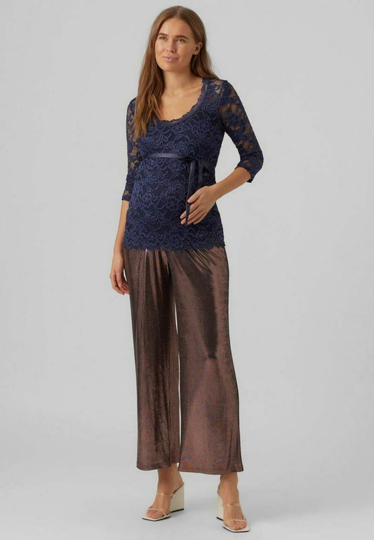 Mamalicious UMSTANDSTOP SPITZEN - Bluse - Navy Blazer
