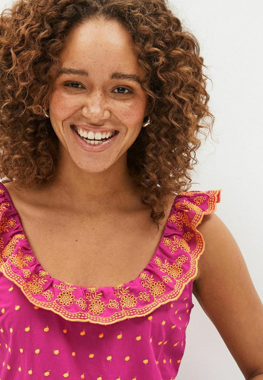 Next SLEEVELESS EMBROIDERED RUFFLE STANDARD - Bluse - Pink