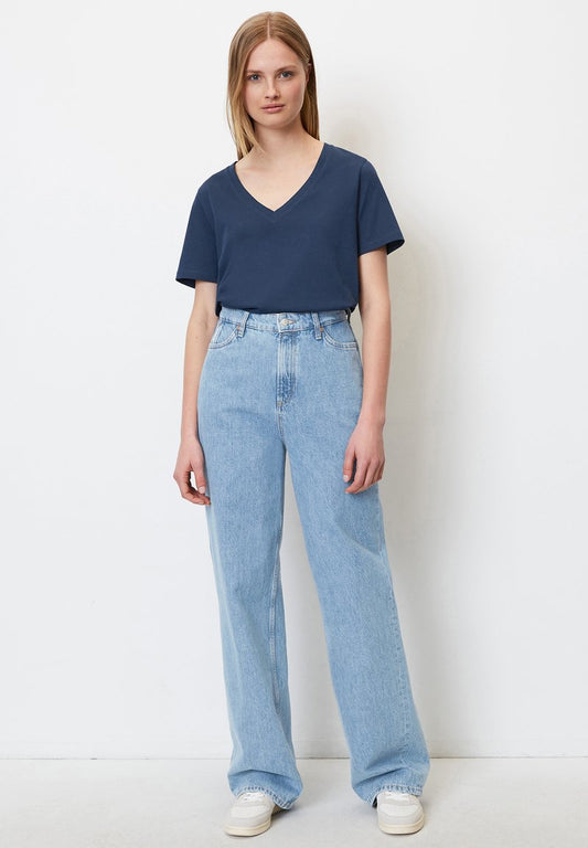 Marc O'Polo DENIM V-NECK- REGULAR - T-Shirt Basic - Admiral