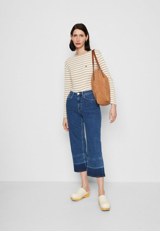 Gant CROPPED WIDE - Jeans Relaxed Fit - Mid Blue Worn
