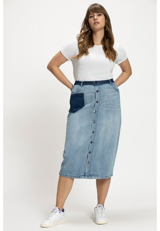 Ulla Popken Jeansrock - Bleu Clair