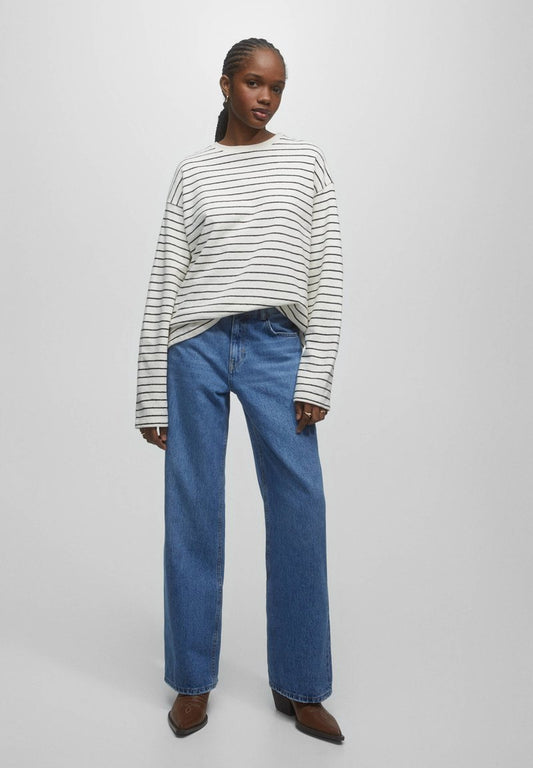 PULL & BEAR STRIPED - Langarmshirt - Mottled Black