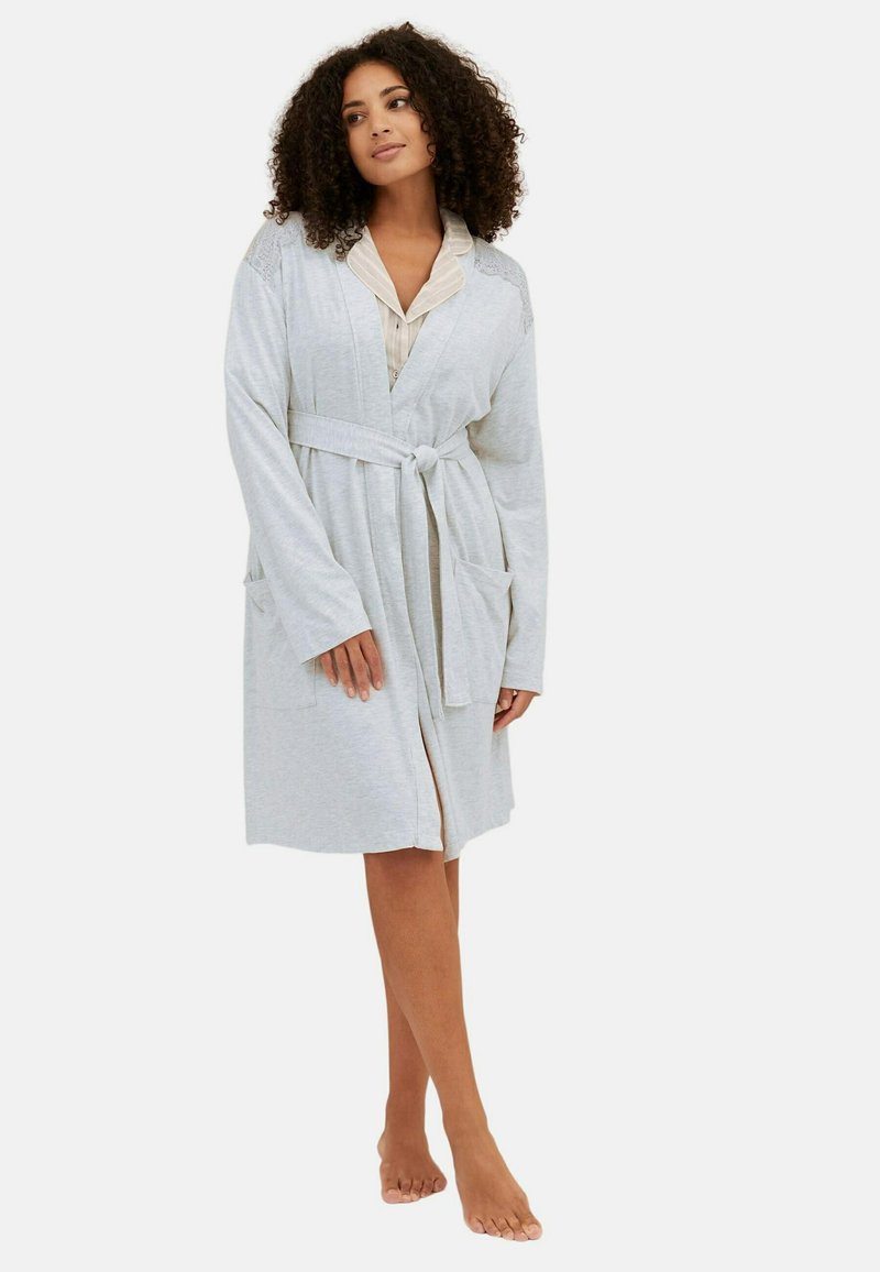 Marks & Spencer MODAL LACE TRIM WRAP - Bademantel - Grey