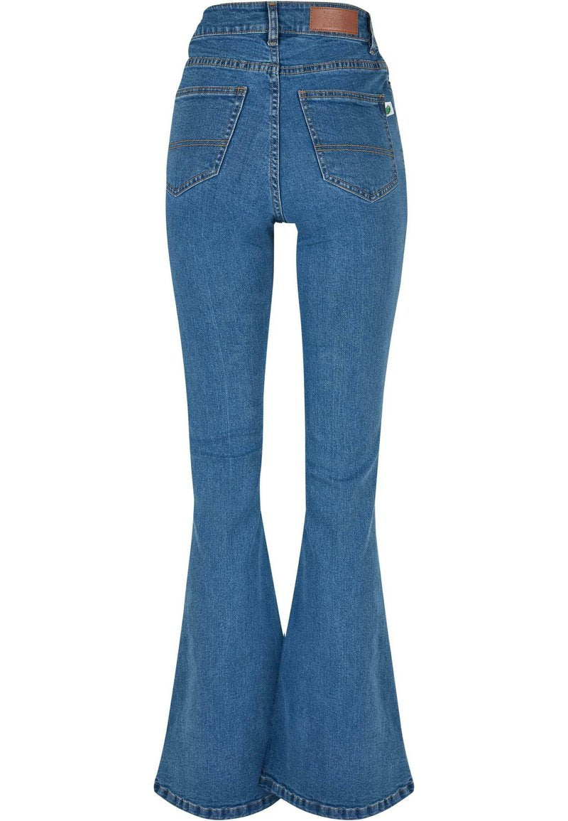 URBAN CLASSICS ORGANIC HIGH WAIST - Jeans Bootcut - Clearblue Washed