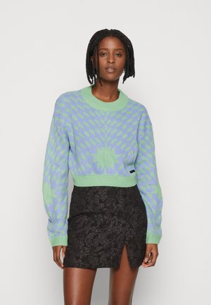 ONLY ONLMIX BLOCK CROPPED - Strickpullover - Blue/pattern Mix