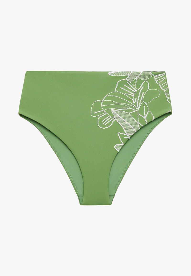 Oysho EMBROIDERED HIGH-COVERAGE - Bikini-Hose - Green