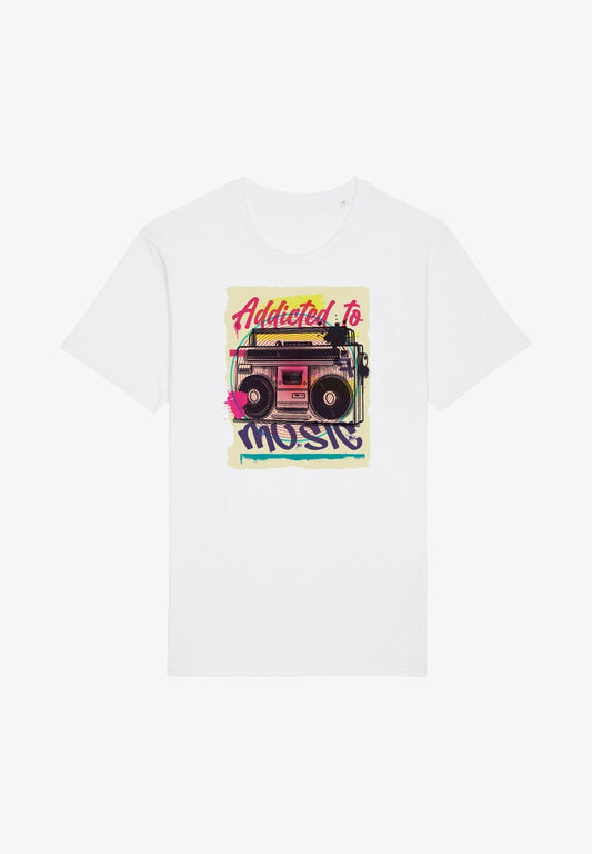 ADDICTED TO MUSIC - T-Shirt Print - White