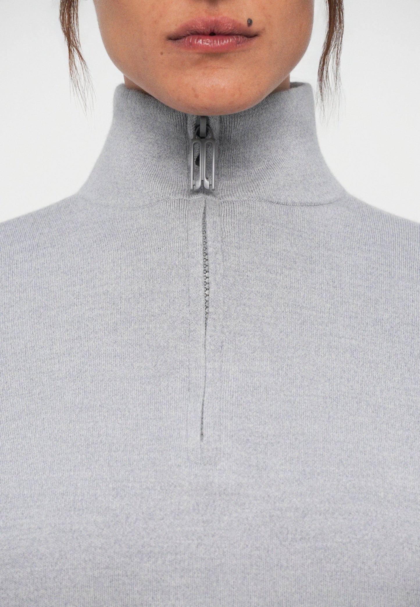 Victoria Beckham NTERLOCK HALF ZIP - Jumper - Grey Melange