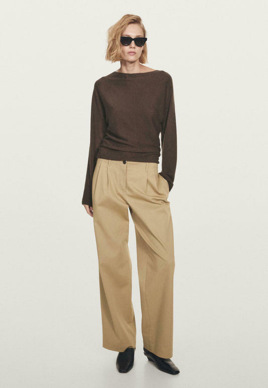 Massimo Dutti BOAT NECK WITH RAGLAN SLEEVE - Jumper - Dark Brown