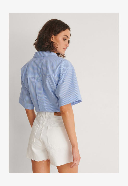 NA-KD RAW HEM BUTTONED - Jeans Shorts - White