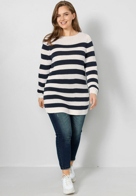 Strickpullover - Marineblau/weiß