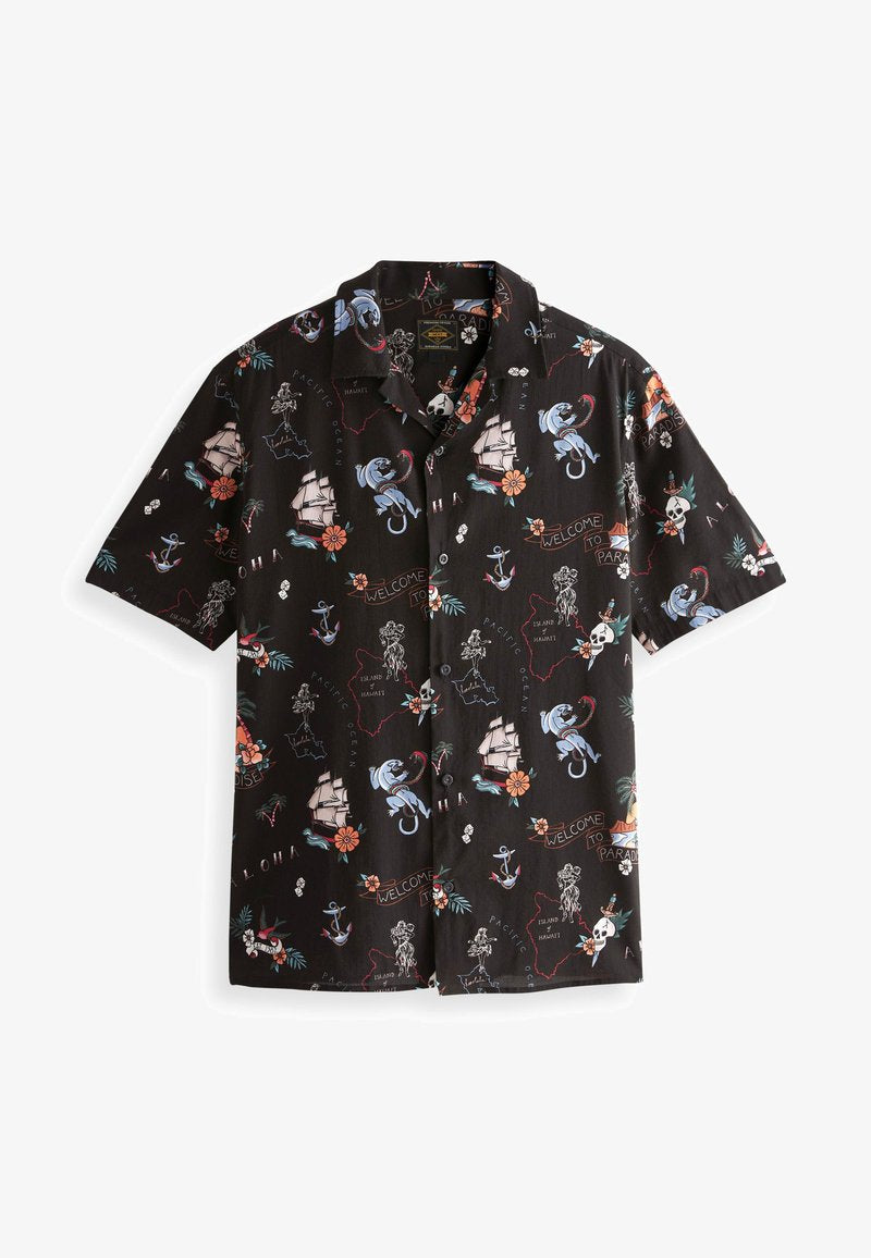 Next SHORT SLEEVE PRINTED - Hemd - Green/rust Brown