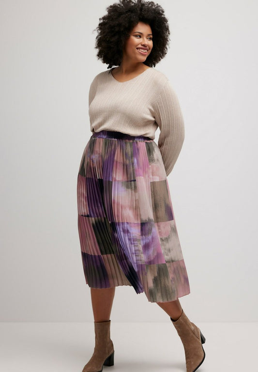 Ulla Popken PRINT ELASTISCHE BAND - A-Linien-Rock - Lavendel