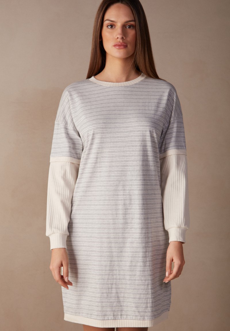 Intimissimi MANICHE LUNGHE SUNDAY - Nachthemd - Riga Grigio Mel Vanilla