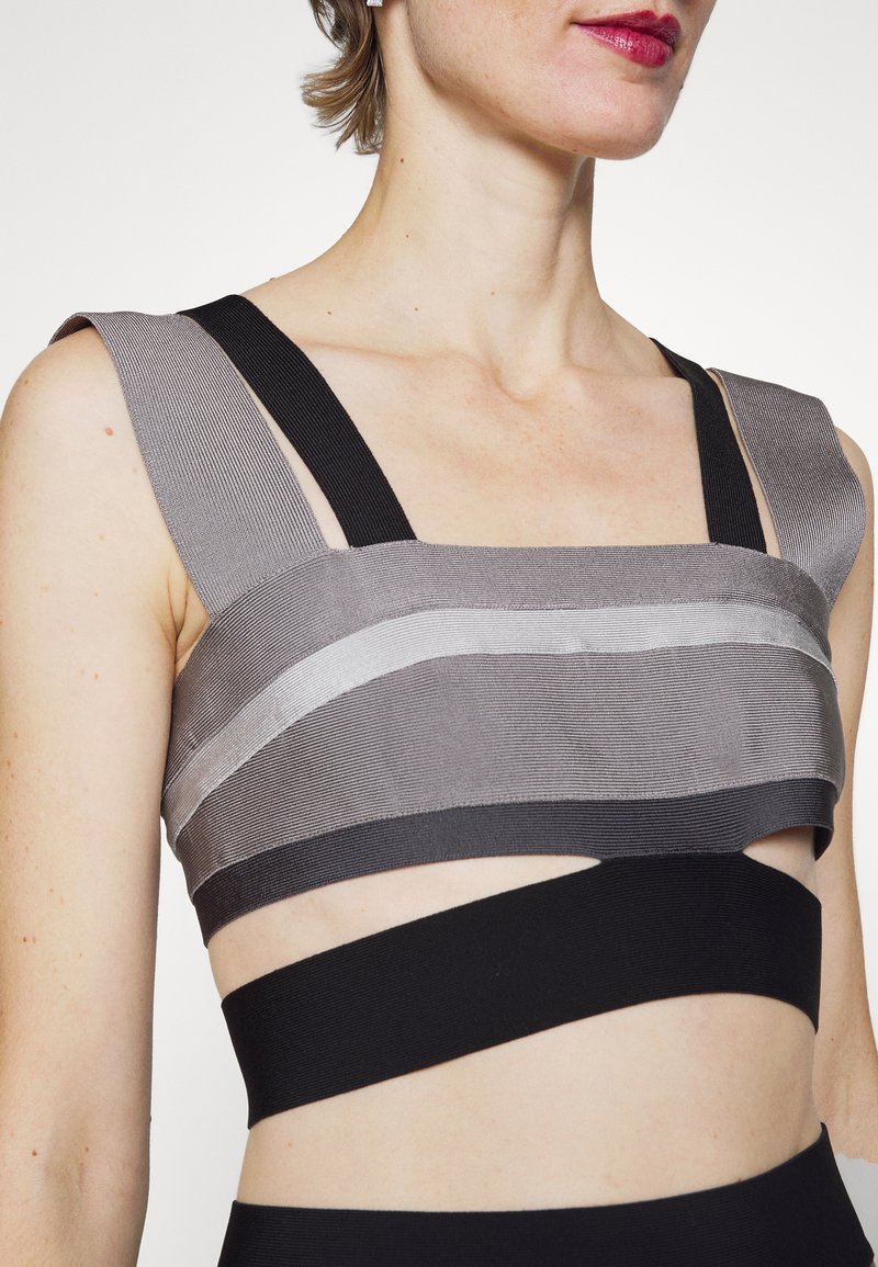 HERVE LEGER LAW ROACH BANDAGE CUTOUT CROP - Top - Ash