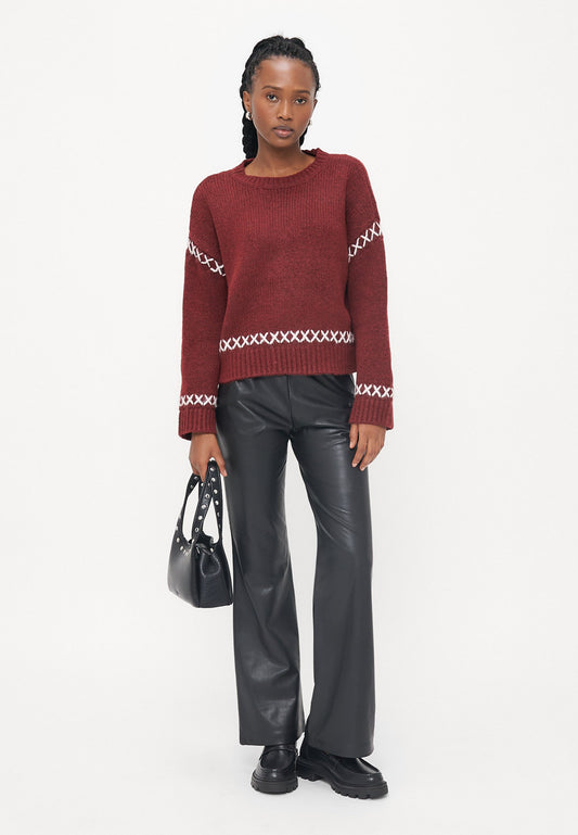 ONLY Petite ONLAMANDA LIFE O NECK DETAIL - Jumper - Cabernet/cloud Dancer