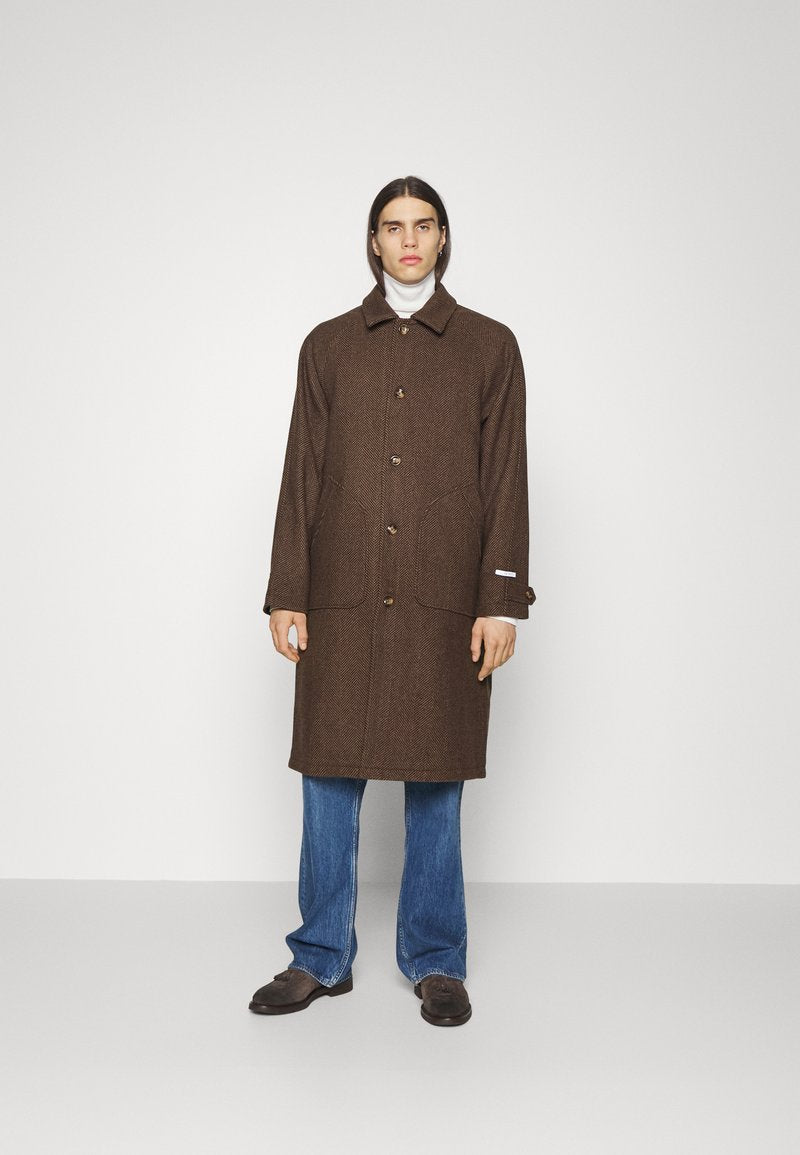Les Deux MICHAEL HERRINGBONE COAT - Klassischer Mantel - Coffee Brown/walnut