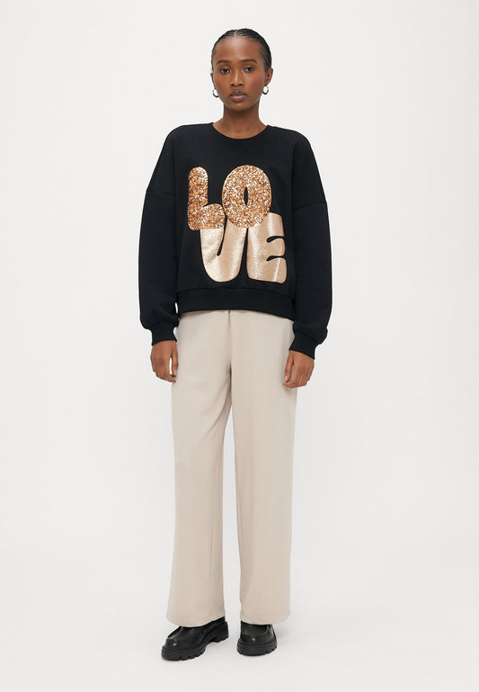 ONLY Petite ONLLALLY LOVE O NECK - Sweatshirt - Black