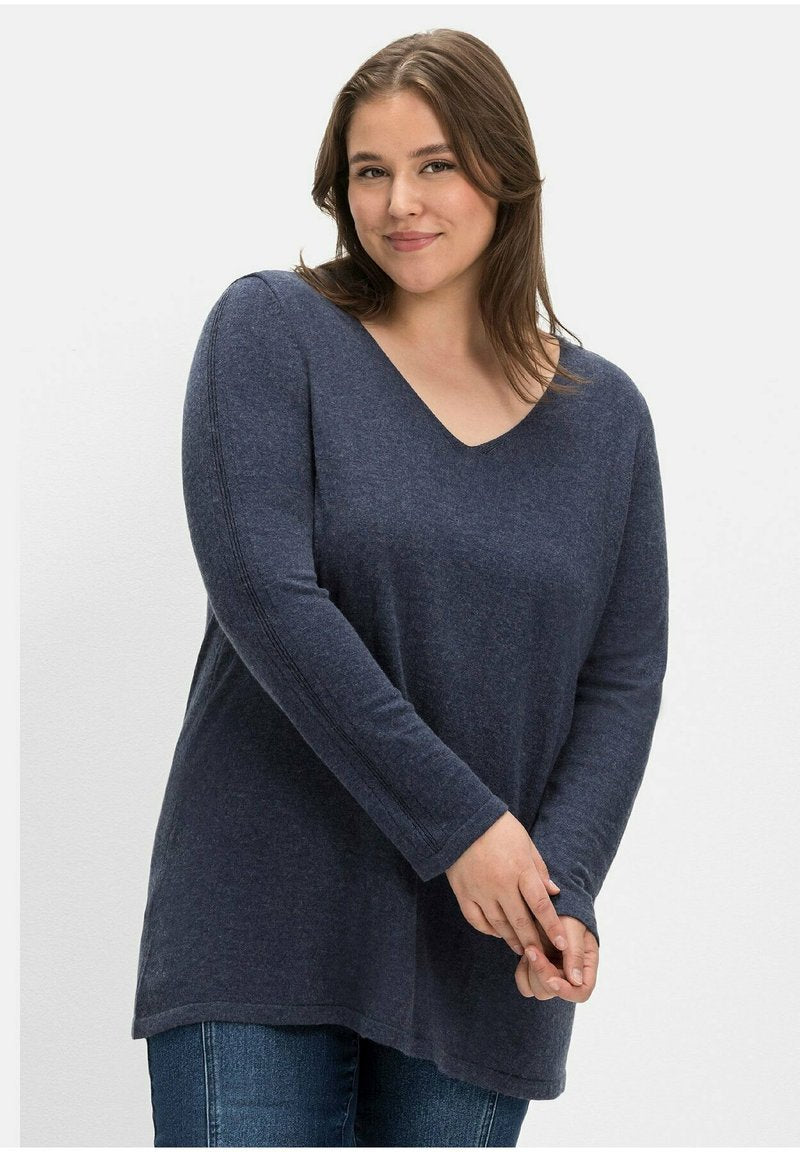 Sheego Strickpullover - Indigo Meliert
