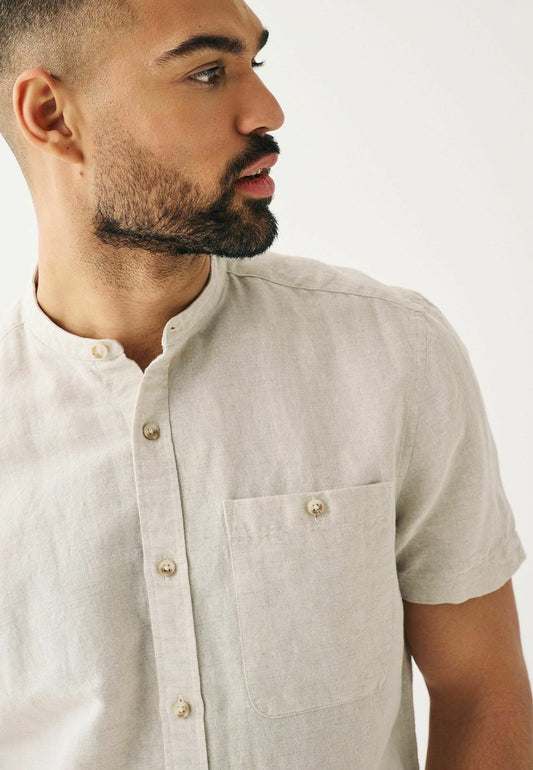 Next BLEND WITH GRANDAD COLLAR STANDARD - Hemd - Oatmeal