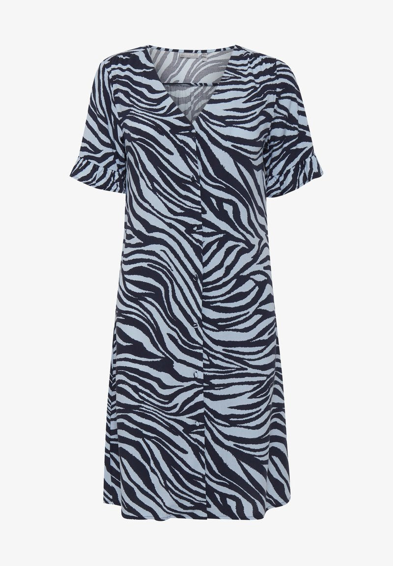 Fransa FRALZEBRA 2 DRESS - Freizeitkleid - Blue Animal Mix