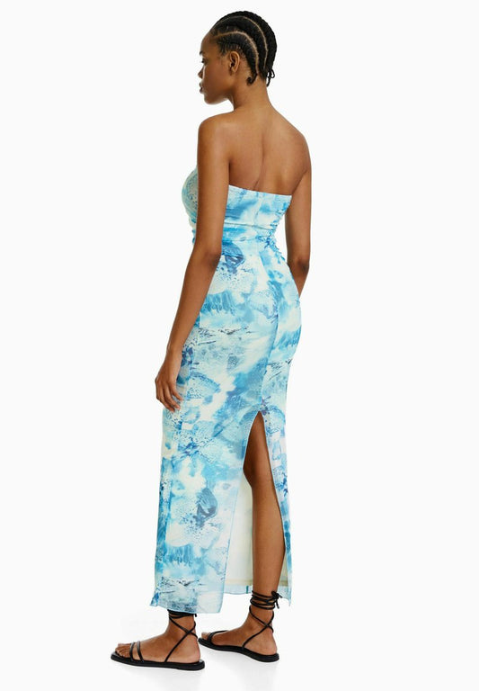 BERSHKA WITH PRINT - Maxikleid - Light Blue
