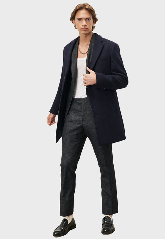 STANDARD FIT PLAIN - Klassischer Mantel - Indigo