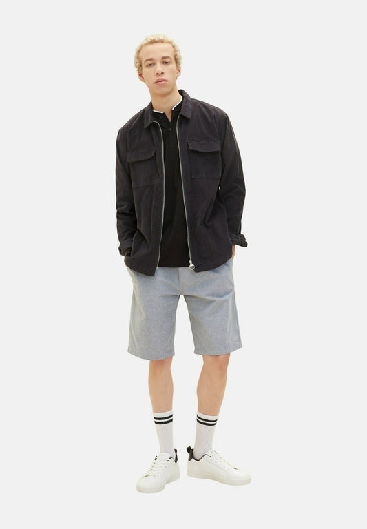 TOM TAILOR Denim Shorts - Medium Grey Yarn Dye Stripe