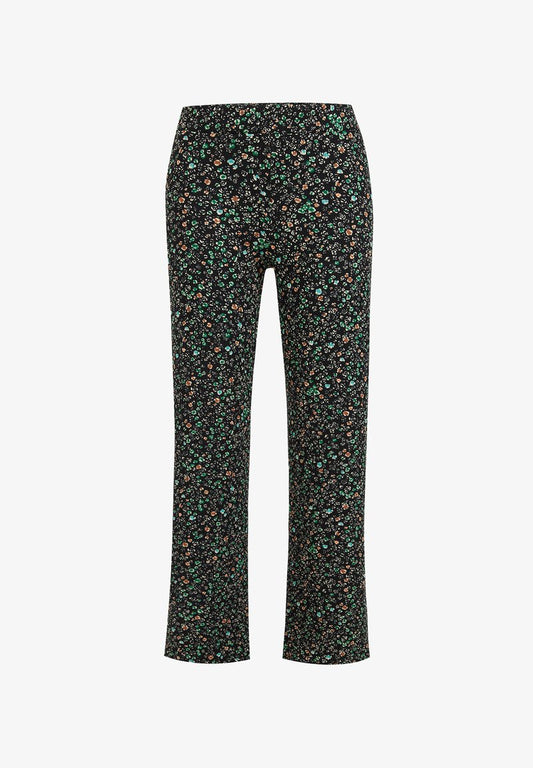 WE FASHION WIDE LEG MET DESSIN - CURVE - Stoffhose - Black