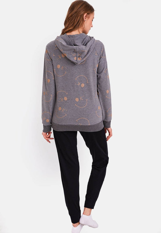 LONG SLEEVE SET - Nachtwäsche Set - Anthra Melange