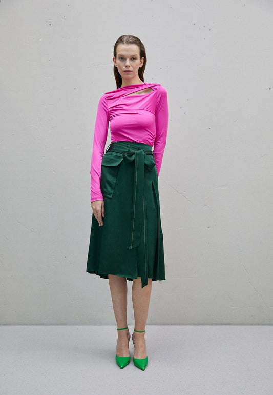 Victoria Beckham SKIRT - Faltenrock - Bottle Green