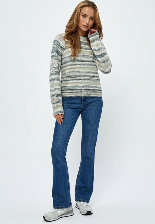 Minus Strickpullover - Sand/gray Striped