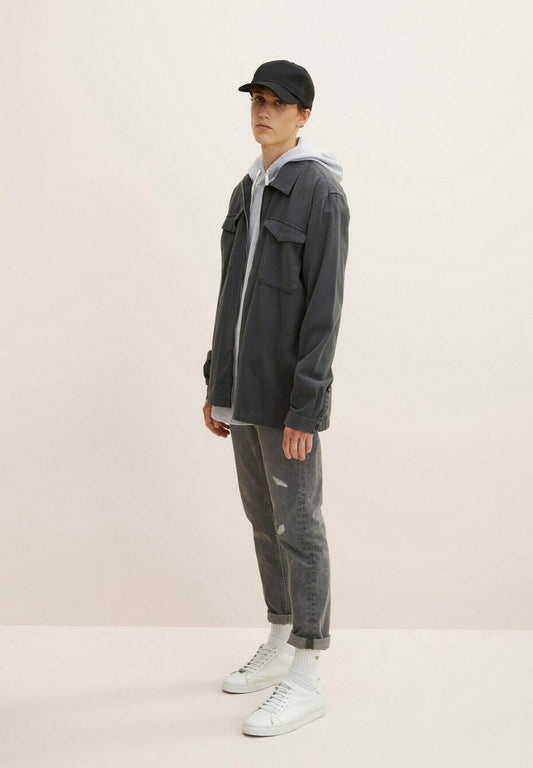 TOM TAILOR Denim Langarmshirt - Light Stone Grey Melange