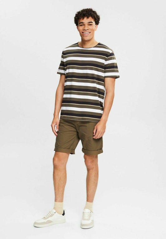 Edc By Esprit MIT STREIFENMUSTER - T-Shirt Print - Dark Khaki