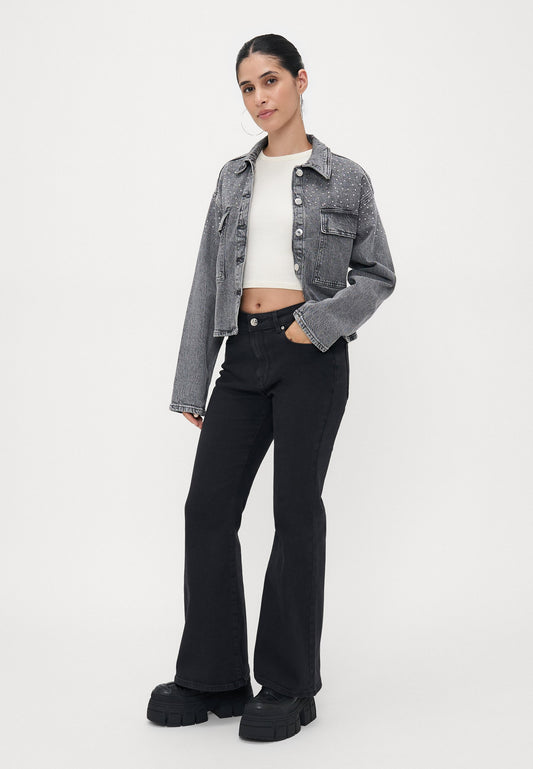 ONLY Petite ONLHENNI LIFE - Flared Jeans - Washed Black