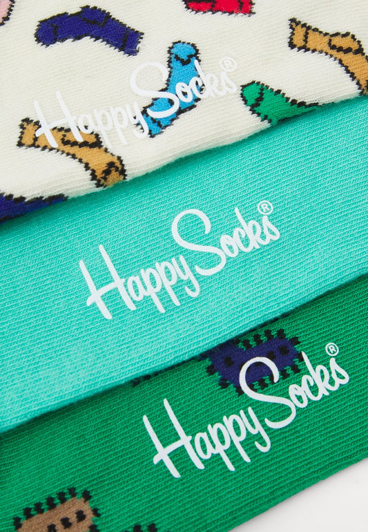 Happy Socks SOCKS 3 PACK - Socken - White/green/beige