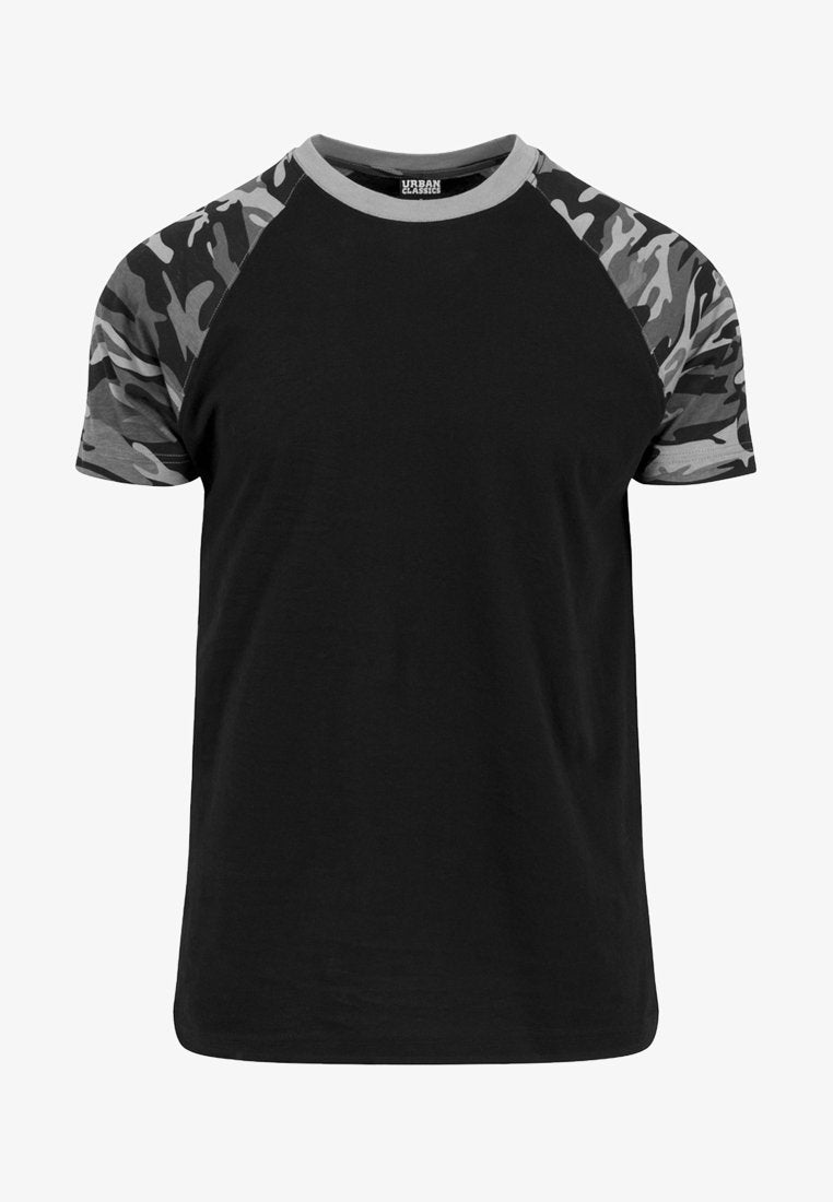 URBAN CLASSICS RAGLAN CONTRAST - T-Shirt Print - Black/burgundy