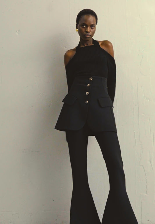 A.W.A.K.E. Mode MAXI FITTED PANTS WITH BASQUE - Stoffhose - Black