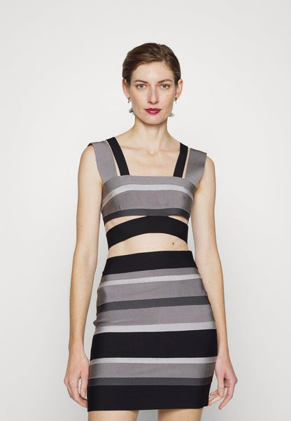  HERVE LEGER LAW ROACH BANDAGE CUTOUT CROP - Top - Ash