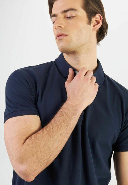  WITH OXFORD DETAILS - Poloshirt - Indaco